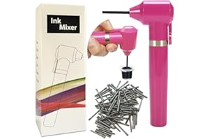 ALIWOD Tattoo Ink Mixer Electric Pigment Makeup Eyebrow Nail Polish Mixer Color Machine Supply Tool Watercolor Ink Painting Agitator Blender with 100PCS Mixing Sticks Set(Rose)