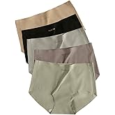 OYOANGLE 5-Pack Seamless High Waist Briefs Underwear for Women Multi Pack No Show Panties