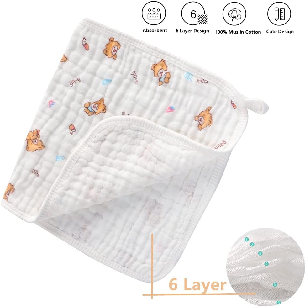 Muslin Burp Cloths Comfy Burp Clothes - Baby Burp Rags for Boy Girls Muslin Bibs 6 Layers Large 20''x10'' 100% Cotton Hand Washcloths Soft Absorbent by CuteBaby (5 Pack) (Blue): Kitchen & Dining