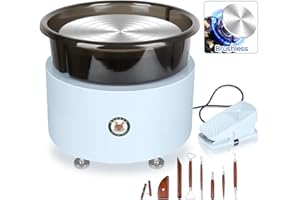 MZOKUU Pottery Wheel for Adults 11 Inch 450W Electric Ceramic Forming Machine Foot Pedal Control Adjustable 50-300RPM Speed ABS Detachable Basin Sculpting Tools Kit Arts Craft DIY Gift (White)