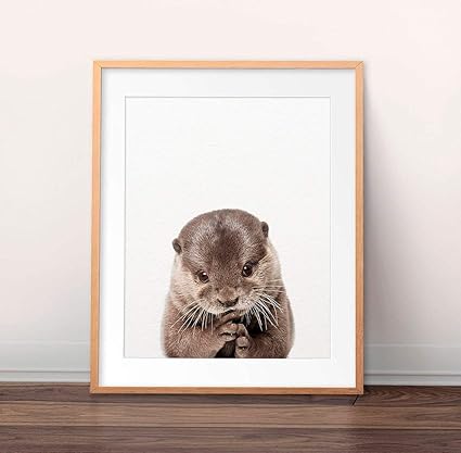Malertaart Decoration Murale Encadree Pour Chambre D Enfant Motif Loutre De Bebe Amazon Fr Cuisine Maison