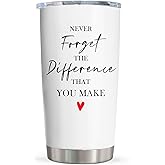 Pudmaple Thank You Gifts for Women/Men, Teacher/Employee Appreciation Gifts, Retirement Gift for Woman, Farewell Gift for Coworkers, Never Forget The Difference You Make Tumbler 20oz