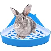 Litewoo Rabbit Litter Box Toilet Bunny Corner Potty for Guinea Pigs, Blue | Sturdy plastic, 9.45"x7.09"x4.33" pan, scalloped splash guard, mesh drop-through design, easy rinse-clean, for small animal