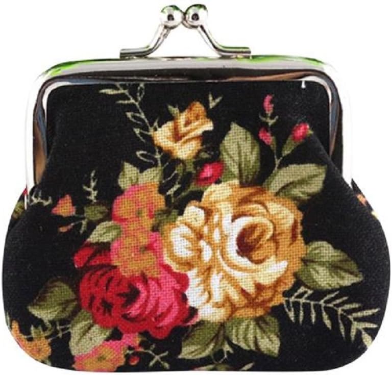 UPLOTER Women Elegant Retro Flowers Small Wallet Coin Purse Clutch Bag Handbags