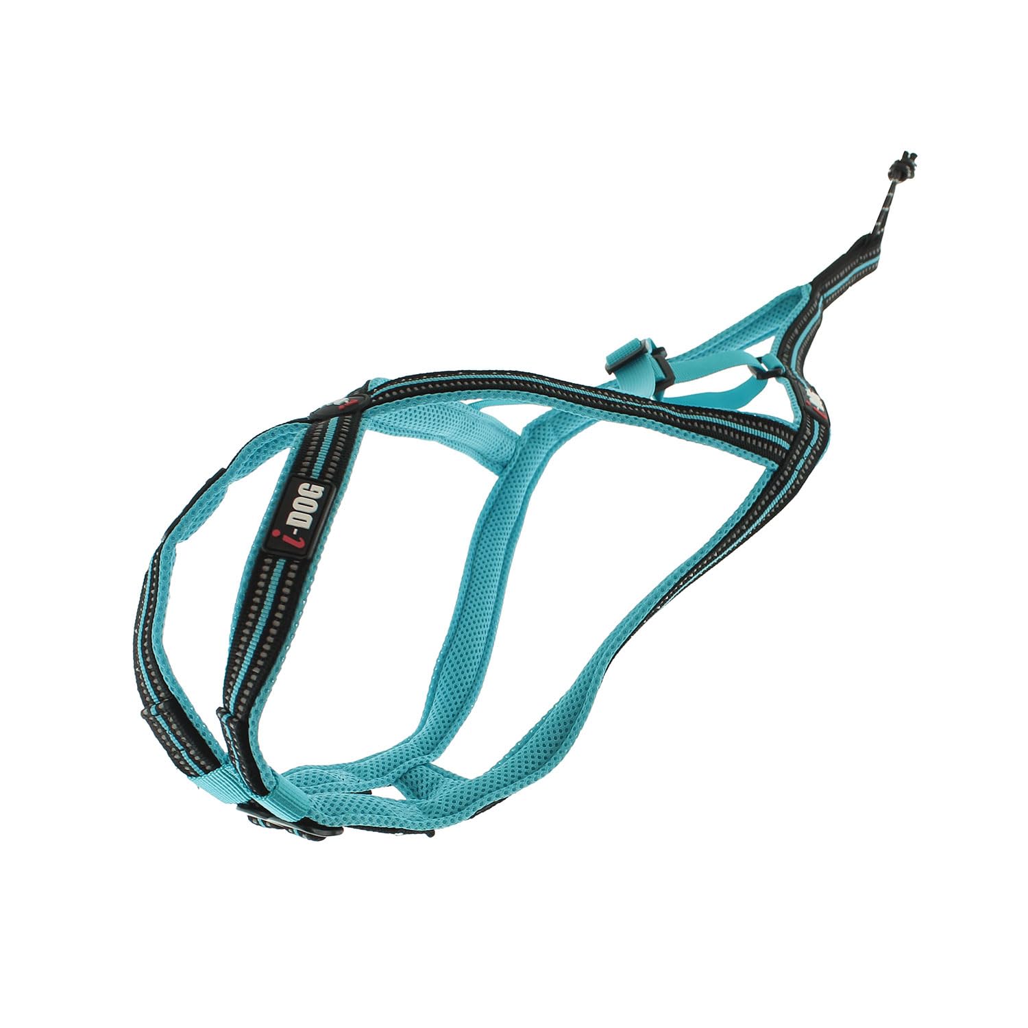 Harnais Chien Sport X-Back One Encolure et Dos réglable pour activité CANICROSS, la Marque I-DOG est Une Marque Française. (Bleu, XL)