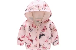 Toddler Girls Boys Rain Jacket Lightweight Waterproof Cute Raincoat Zipper Hooded Toddler Boy Windbreaker Jacket
