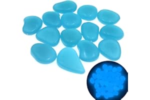 QTTLLI 100Pcs Glow Pebbles Glow in The Dark Decorative Stones Rocks for Garden Path Walkway Yard Fish Tank, Blue
