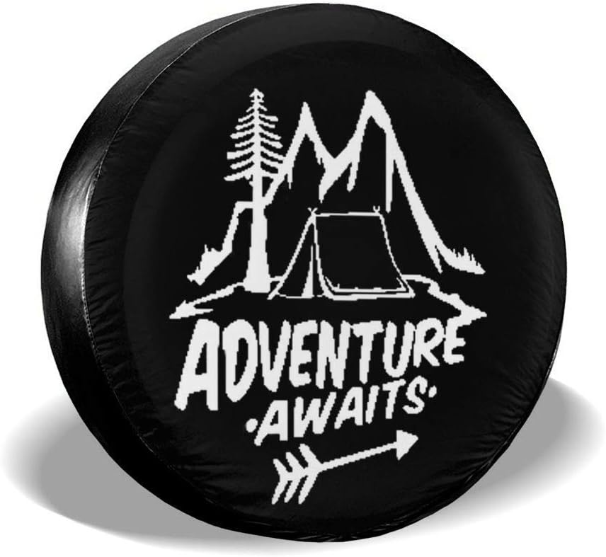 MIOMIOK Adventure Spare Tire Covers Potable Dirt Protector Wheel Covers Sun-Proof for Jeep Trailer RV SUV Truck Camper Travel Trailer Accessories 14 15 16 17 Inch14
