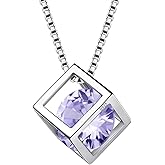 Aurora Tears Birthstone Necklace/Earring 925 Sterling Silver Women Cross/3D Cube/Cresent Moon Birth Stone Jewelry Mens Birthday Gift Anniversary Present
