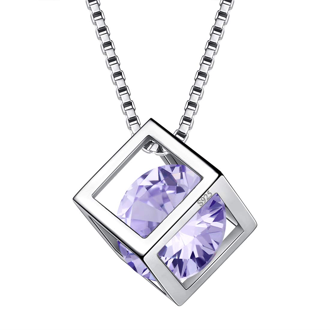 Aurora Tears December Birthstone Necklace Purple Turquoise Square Birth Stone Pendant Jewellery Gifts for Women and Girls DP0028D