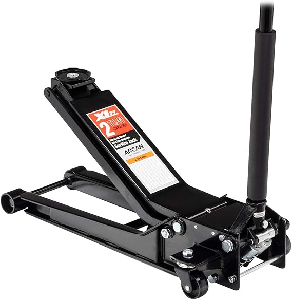Arcan 2 Ton Extra Long Reach Low Profile Steel Floor Jack XL2T, Black