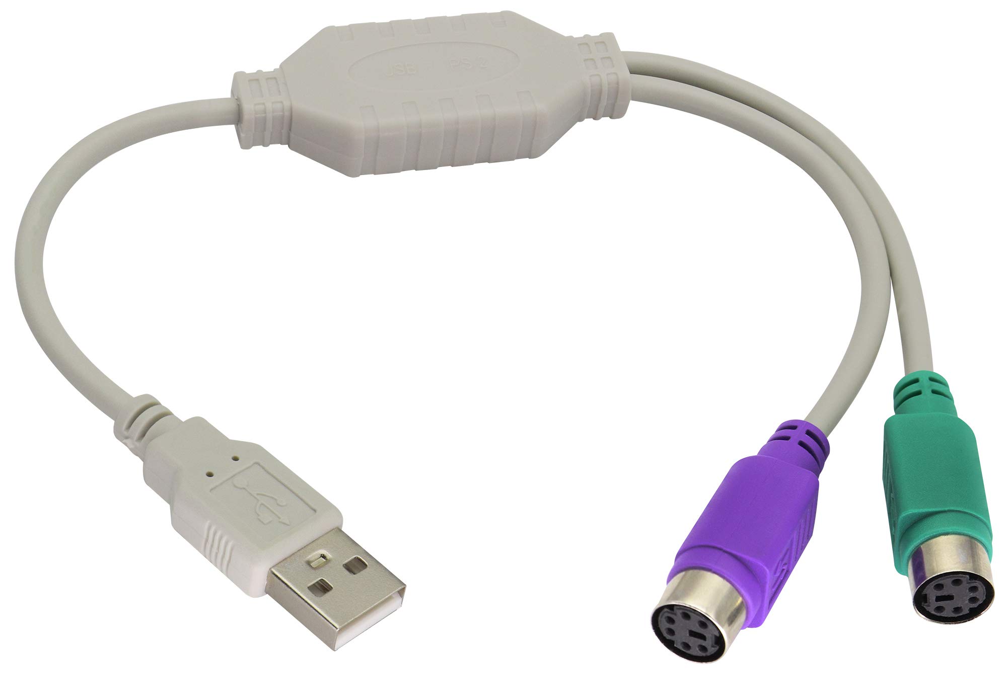 zdyCGTime 12Inch White PS/2 to USB Adapter Keyboard Mouse Converter Cable,USB Male to Dual PS2 Female Y splitter cable,Support Win98/ME/2000/XP/7/8/8.1,etc.(30cm/1Pack)