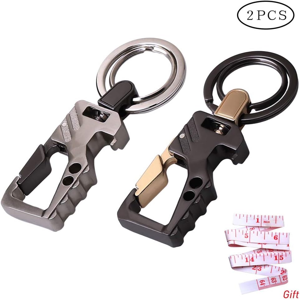 nuosen 2 Pcs Keychain, Car Key Chain Metal Keyring Bottle Opener Keychain for Men, Multicolour, 1 x 8.5 x 2.2 cm - Image 3