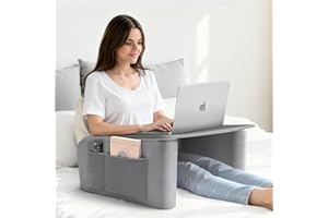 OPTIXCELL Reading Pillow for Gaming with Ergonomic Arm Rests, Lap Desk for Laptop, Support Pillow with Side Pockets for Readi