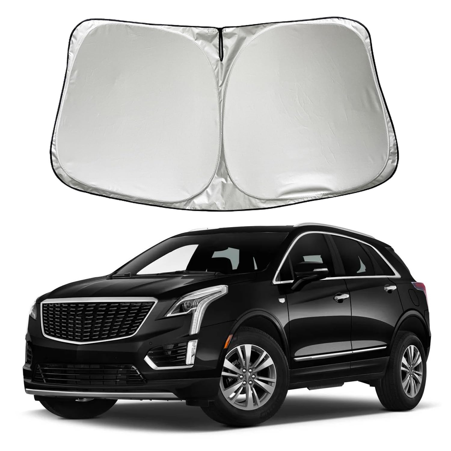 Photo 1 of SZYUCHEN Car Windshield Sun Shade Sunshade Compatible with Cadillac XT5 2025 2024-2017 XT4 2025-2019 & for Infiniti QX50 2019-2024 2025 Accessories, Foldable Car Front Window Sun Shield Visor