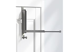 KitchLife Folding Clothes Drying Rack, Fits 1 3/4" Doors, Over The Door Foldable Travel Hanger with Retractable Hanging Rod, Hooks for Wreath Garland – Space Saving Laundry Solution, Space Grey