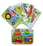 Vileafy Drivers Series Toddler Puzzles Set, 4-Pack 4 Complexities, 6 1/2” x 4 1/2” Per Pack.