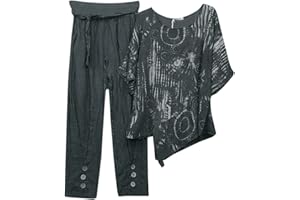 LITETAO Two Piece Outfits for Women 2023 Women's Casual Linen Button Shirt High Waist Loose Curvy Straight Leg Pant