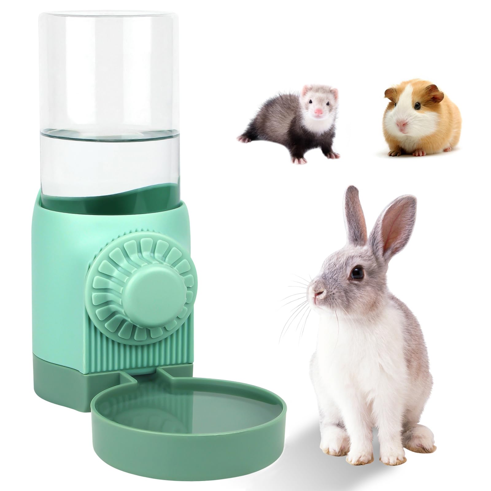 Photo 1 of 17oz Rabbit Water Bottle for Cage, No Drip Guinea Pig Water Bottle, Hanging Automatic Water Dispenser for Bunny Hamster Puppies Small Animals(Cage Grid Spacing Over 1'')