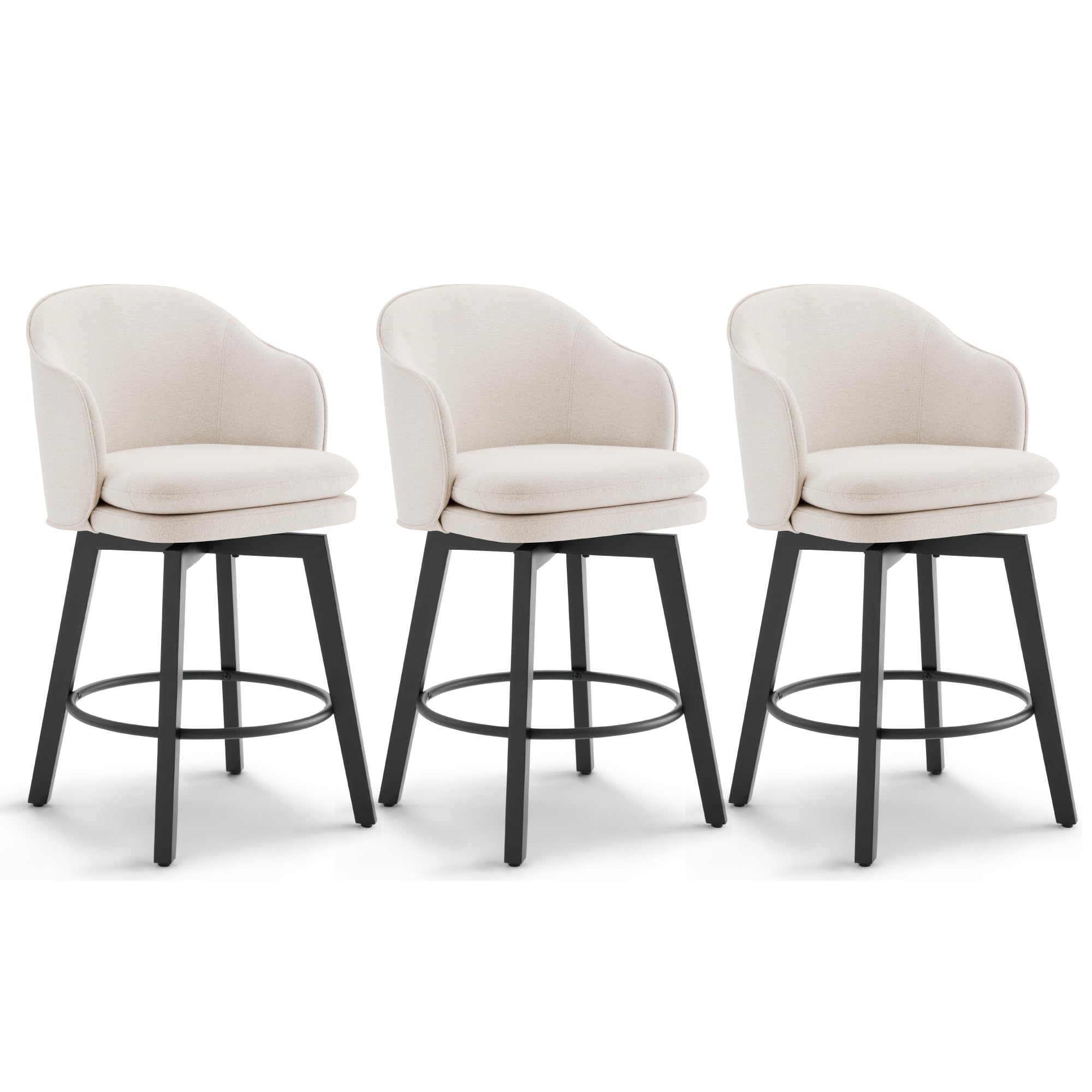 Photo 1 of ******************THIS IS ONLY 1 CHAIR*************
Counter Height Barstools 26 inch Upholstered Swivel Bar Stools with Back and Wood Legs for Kitchen Island,Set of 3,Beige Fabric