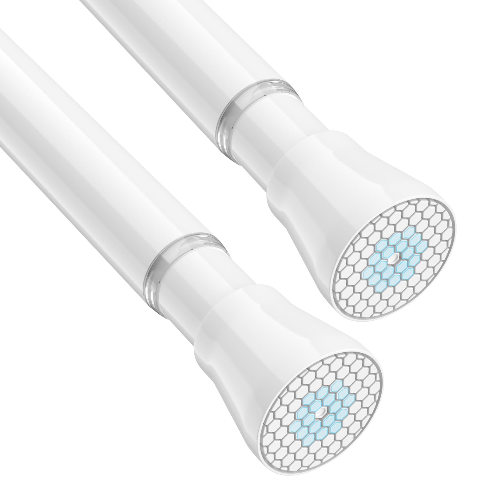 Zipglo Shower Curtain Pole 2pcs Extendable Pole 75-162 Cm, White Tension Rod for Curtains Shower Rods Extendable No Drill Spring Curtain Rod for Kitchen, Bathroom