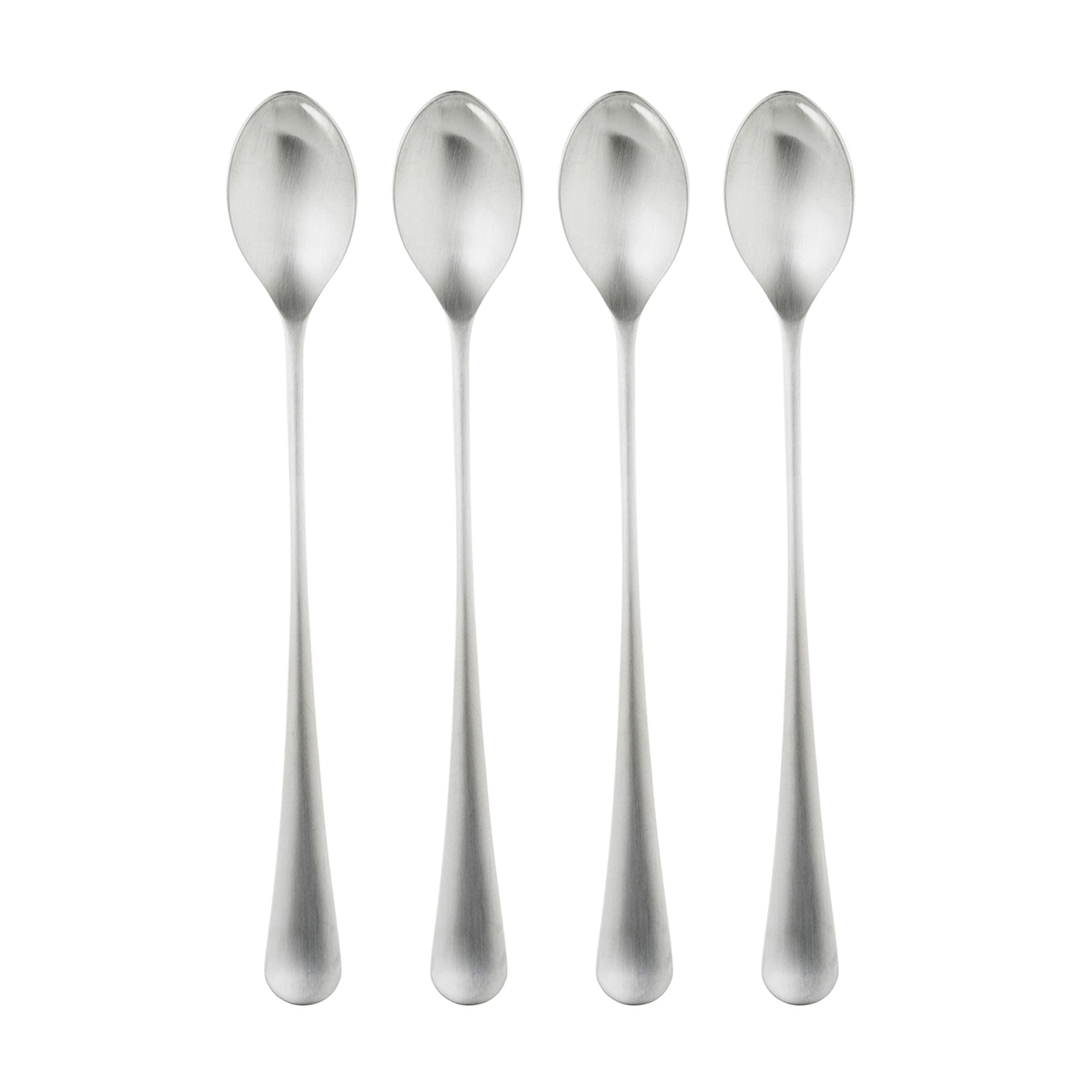 Robert Welch Radford Satin Long Handled Spoon, Set of 4. Suitable for Latte, jam and ice Cream. Made from Stainless Steel. Dishwasher Safe.