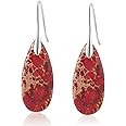 BOBOXZSZD Natural Healing Stone Fishhoop Dangle Drop Earrings Statement Gold silver earrings