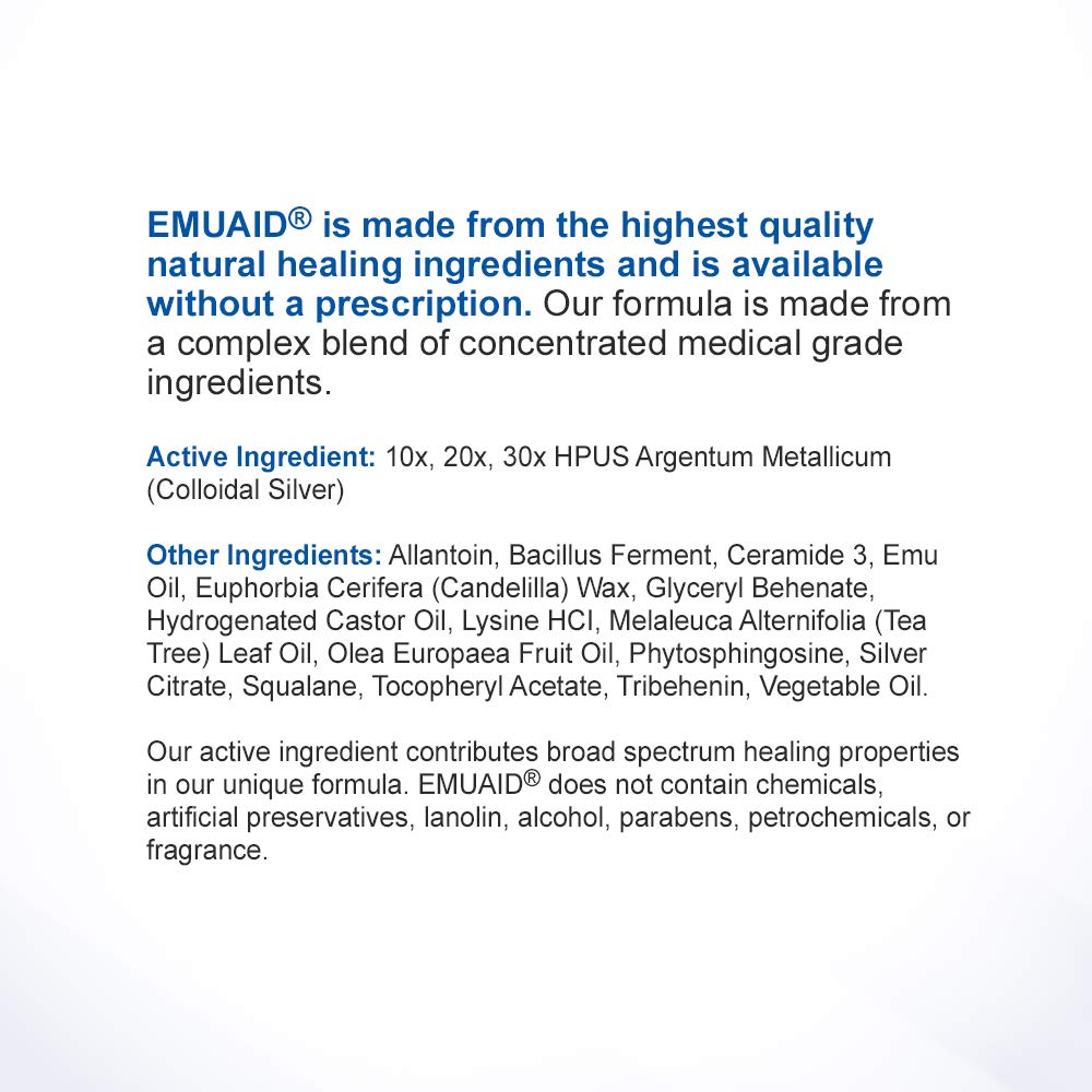 emuaid Ointment for Eczema and Psoriasis Relief, Reduces Itching, Pain, Swelling, Regular Strength Treatment for 100+ Skin Conditions, Steroid and Chemical-Free, Suitable for All Ages, 0.5oz