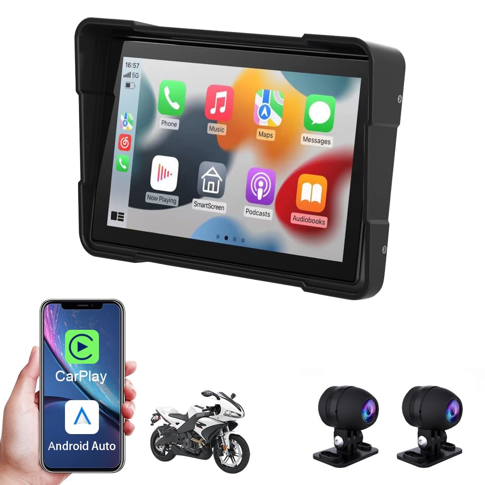 OBEST Motorcycle Dash cam 1080P 5.0" IPS Screen Motorbike Camera Waterproof 64M DDR2, Dual Motorcycle Camera 140°-160° Wide Angle Front and Rear Camera, Motorbike Recorder with Night Vision