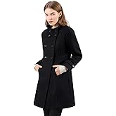 Allegra K Women's Stand Collar Double Breasted Slant Pockets Trendy Outwear Winter Coat