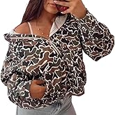 RSGMU Camo Hoodie Oversized Quarter Zip Pullover Women Cute Camo Zip Up Hoodie Colorful Patchwork Cheetah Hoodies Y2k Trendy