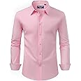 Alimens & Gentle Men's Dress Shirt Regular Fit Stretch Stain Shield Long Sleeve Solid Business Wedding Button Down Shirts