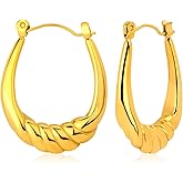 DearOK Hoop Earring for Women Hypoallergenic Stainless Steel Gold Hoop Dangle Earrings for Women 18K Gold Plated Stud Earring Chunky Twisted Hoop Gift for Women
