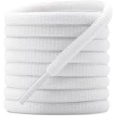DELELE Oval Sneakers Shoe Laces: 2 Pairs Half Round Shoelaces for Tennis | 6MM Wide, Durable Polyester, Stay Tied, Replacement Shoestrings for Athletic Running Basketball, Fit Men Women