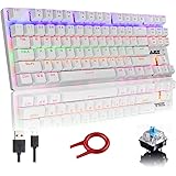 Teclado mecánico, Teclado de Juego Compacto de 87 Teclas, Teclado retroiluminado LED Mixto Rainbow, 24 retroiluminados…