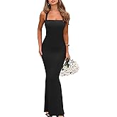 REORIA Sexy Square Neck Sleeveless Elegant Ribbded Long Maxi Dress Wedding Guest Dresses for Women 2026 Summer
