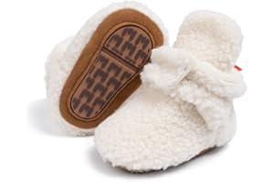 Miamooi Newborn Infant Baby Girls Boys Cotton Booties Winter Warm Slippers Fleece Sock Shoes Stay On First Walker Shoes Non S