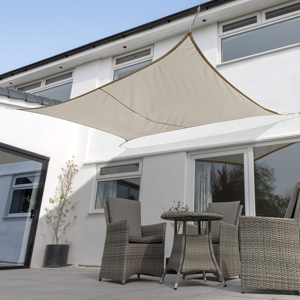 Kookaburra Waterproof Garden Sun Shade Sail Canopy in Mushroom 98% UV Block (4m x 3m Rectangle)
