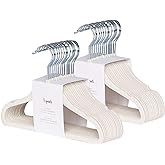 3 Sprouts Velvet Baby Hangers - Non-Slip Hanger for Infant, Toddler, Baby Clothes - Closet Kids Hangers with Slim Design, Nordic Colors, Pack of 30 - Cream