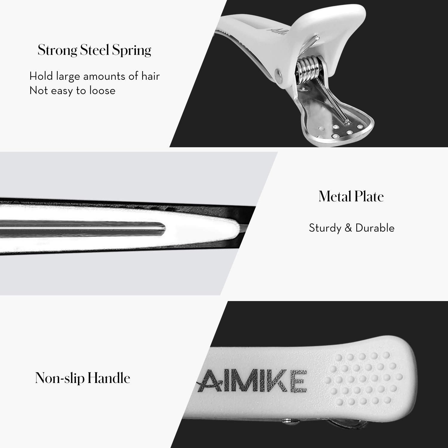 Hair Clips, AIMIKE 6 Pack Hair Clips for Styling and Sectioning, Non Slip Hair Clips with Silicone Band, No-Trace Hair Clips for Thick and Thin Hair - Professional Salon Hair Clips : Beauty