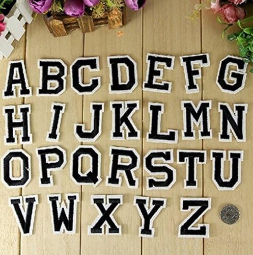 Wicemoon 26 English Letters Patch Embroidery Sew On Appliques for Diy Stripes Motif Garment Clothes Badge