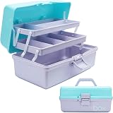 Creahaus 12in 3 Layer Storage Box with 2 Trays Blue Purple view 1