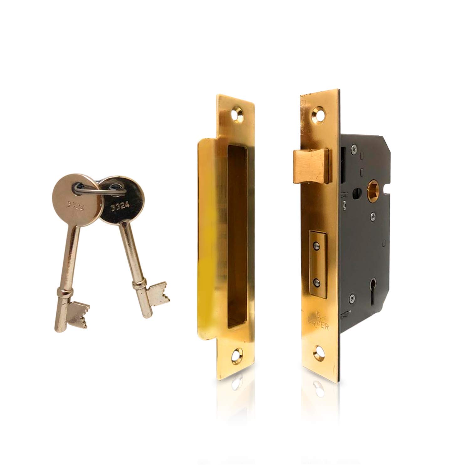 XFORT® 76mm 5 Lever Sash Lock Polished Brass, Door Lock, High Security Mortice Lock with Fully Enclosed Keep, Rotating Latch, Suitable for Internal and External Doors