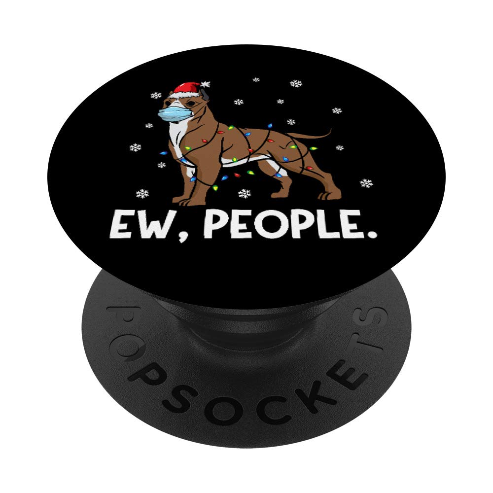 Ew People Pitbull Santa | Funny Pit Bull Dog Christmas PopSockets Grip and Stand for Phones and Tablets
