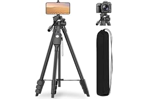 XXZU Tripod Professional Camera Tripods with Quick-Release Plate, 60" Tripod for Camera & Cell Phone Tripod Stand with Remote&Travel Bag, Tripod with Mount for Phone/Camera/Projector/Webcams