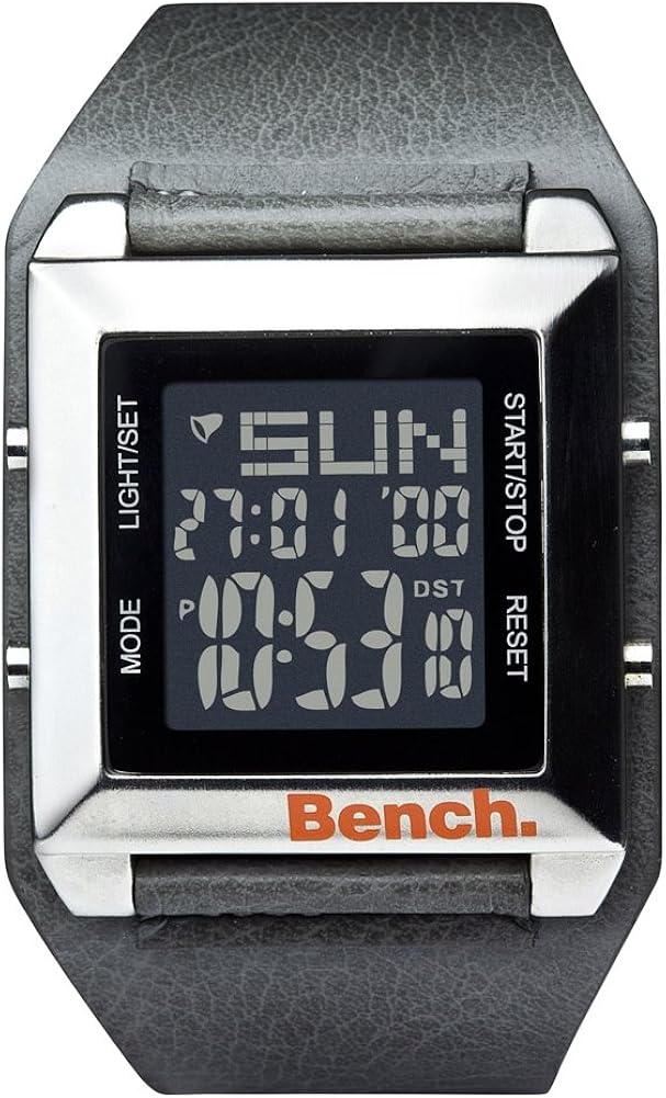Bench Men's Quartz Watch with LCD Dial Digital Display and Grey Plastic