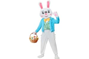 YuDanae Easter Bunny Costume Adult Deluxe Rabbits Mascot Suit With Headpiece Gloves Rabbit Paw Slippers Party Dress