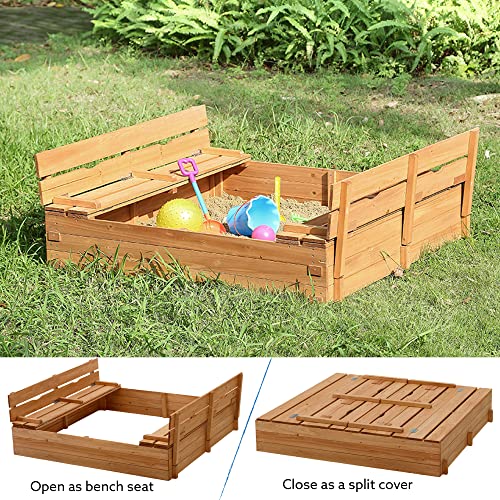 Kids Sandbox with Lid Sand Box for Kids Outdoor with Lid Cedar Wooden