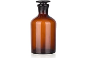 Kestun 250ml Narrow Mouth Borosilicate Glass Reagent Bottle with Standard Ground Glass Stopper (8.45oz, Amber)