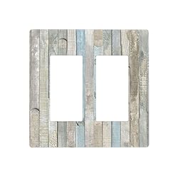 Country Rustic Blue White Wood 2 Gang Double GFCI